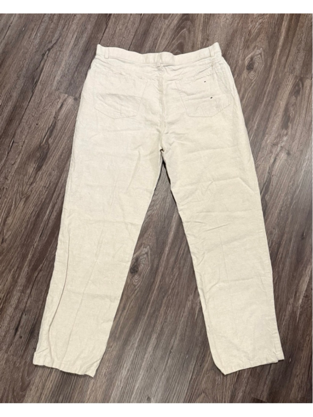 Vtg Y2K Claiborne Mens Linen Cotton Blend Pants Beige Straight Leg Sz 36x32 - Picture 6 of 7